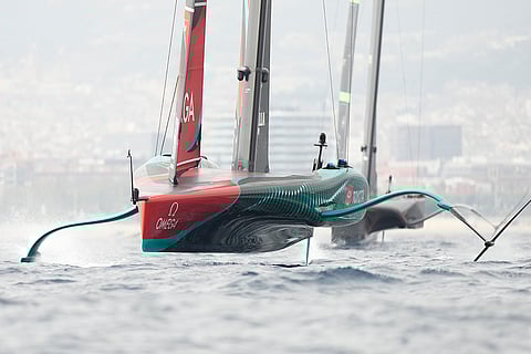 America's Cup: Ineos Britannia and Emirates Team New Zealand during race 4
