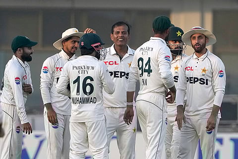 PAK Vs ENG 2nd Test: Pakistan's Noman Ali celebrates after taking the wicket of England's Ben Stokes