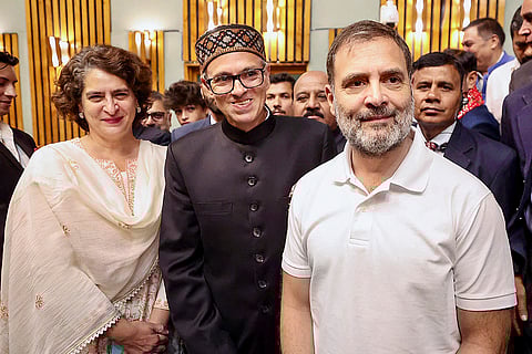 New J&K govt: CM-designate Omar Abdullah with Rahul Gandhi and Priyanka Gandhi Vadra