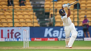 Rohit Sharma walked for two runs as India collapsed.