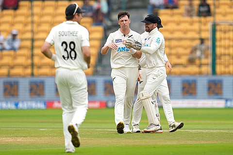 IND Vs NZ 1st Test: New Zealand's Matt Henry after the dismissal of India's Ravindra Jadeja