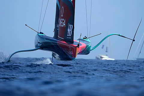 America's Cup: Emirates Team New Zealand warms up prior to race 5