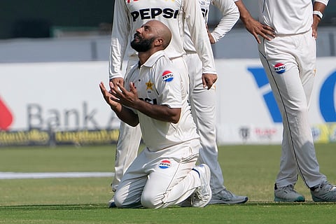PAK Vs ENG 2nd Test: Pakistan's Sajid Khan celebrates after taking his fifth wicket