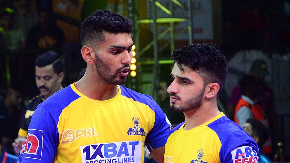 Photo: Tamil Thalaivas : Tamil Thalaivas players in the Pro Kabaddi league 2024.