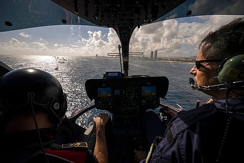 America's Cup: Catalan police, Mossos d'Esquadra during America's cup race 5 in Barcelona