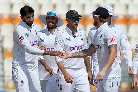 PAK Vs ENG 2nd Test: England's Shoaib Bashir celebrates Pakistan's Saim Ayub's wicket