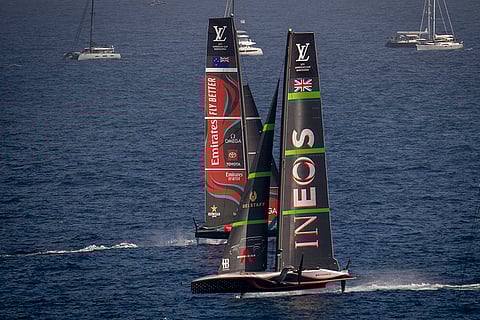 America's Cup: Ineos Britannia, right, and Emirates Team New Zealand during race 5