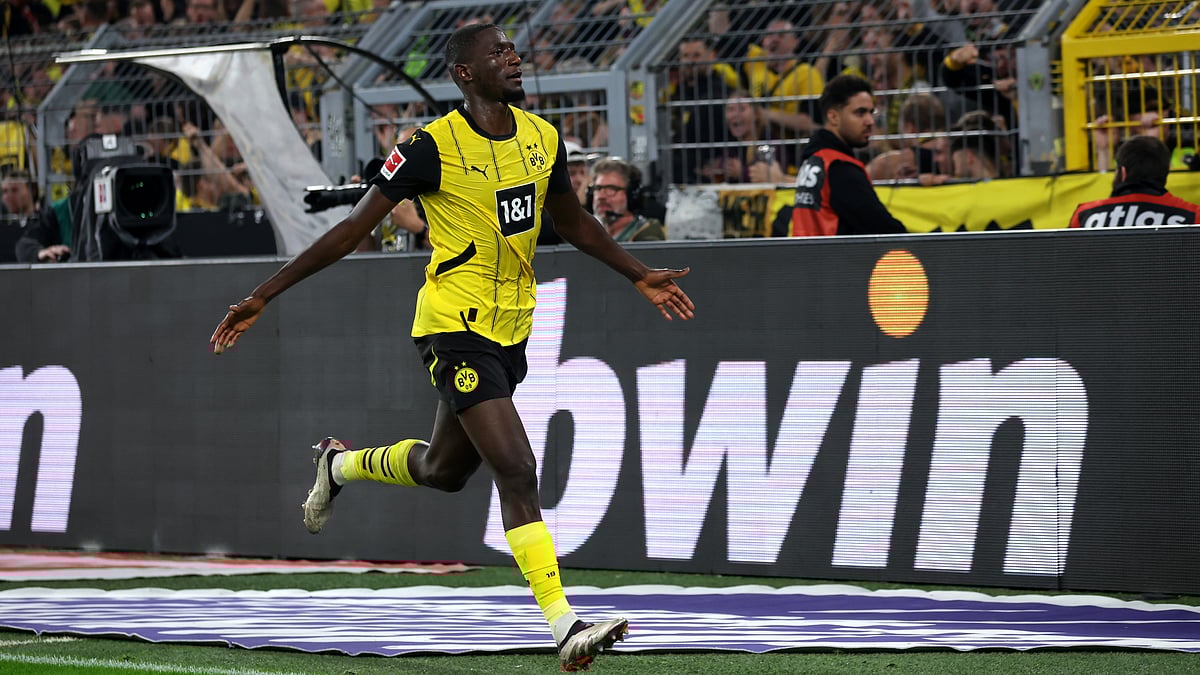 Serhou Guirassy celebrates his winning goal versus St Pauli