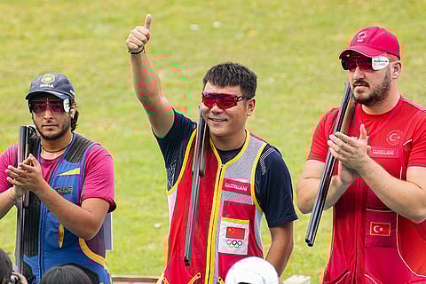 ISSF World Cup: Men Trap final event medal ceremony