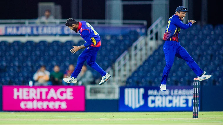 Nepal's captain Rohit Paudel (R) with Dipendra Singh Airee. - Photo: X | CAN