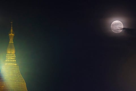 Supermoon in Yangon, Myanmar
