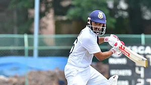 Photo: X | Backfoot_Punch : Gujarat batter Priyank Panchal.