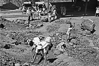Photo: Getty Images : Roots of Tata Empire Workers mining iron ore in Jamshedpur in 1957