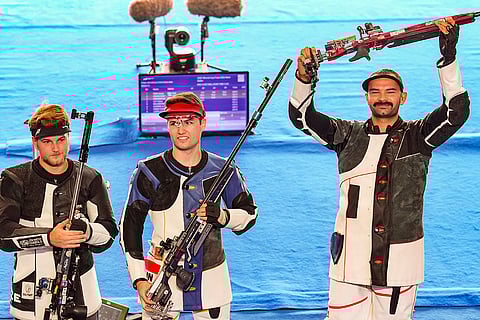 ISSF World Cup: 50m Rifle 3 position men's event medal ceremony