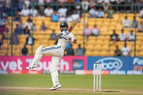 IND Vs NZ 1st Test: India's Virat Kohli hits a boundary