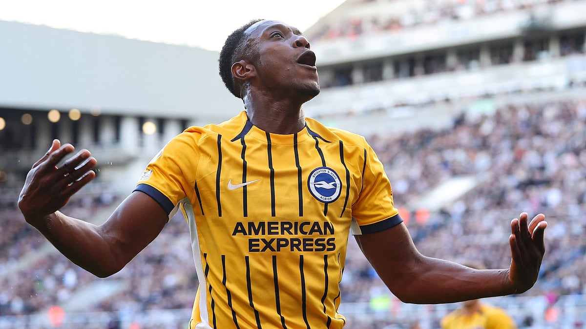 Danny Welbeck celebrates securing the winner for Brighton