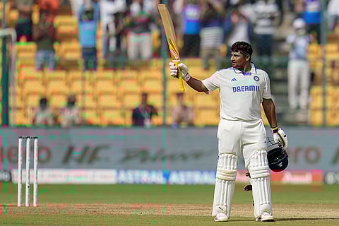 IND Vs NZ 1st Test: Sarfaraz Khan celebrates after scoring 150 runs