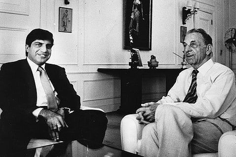 Two Generations Ratan Tata (left) with J.R.D Tata (right)