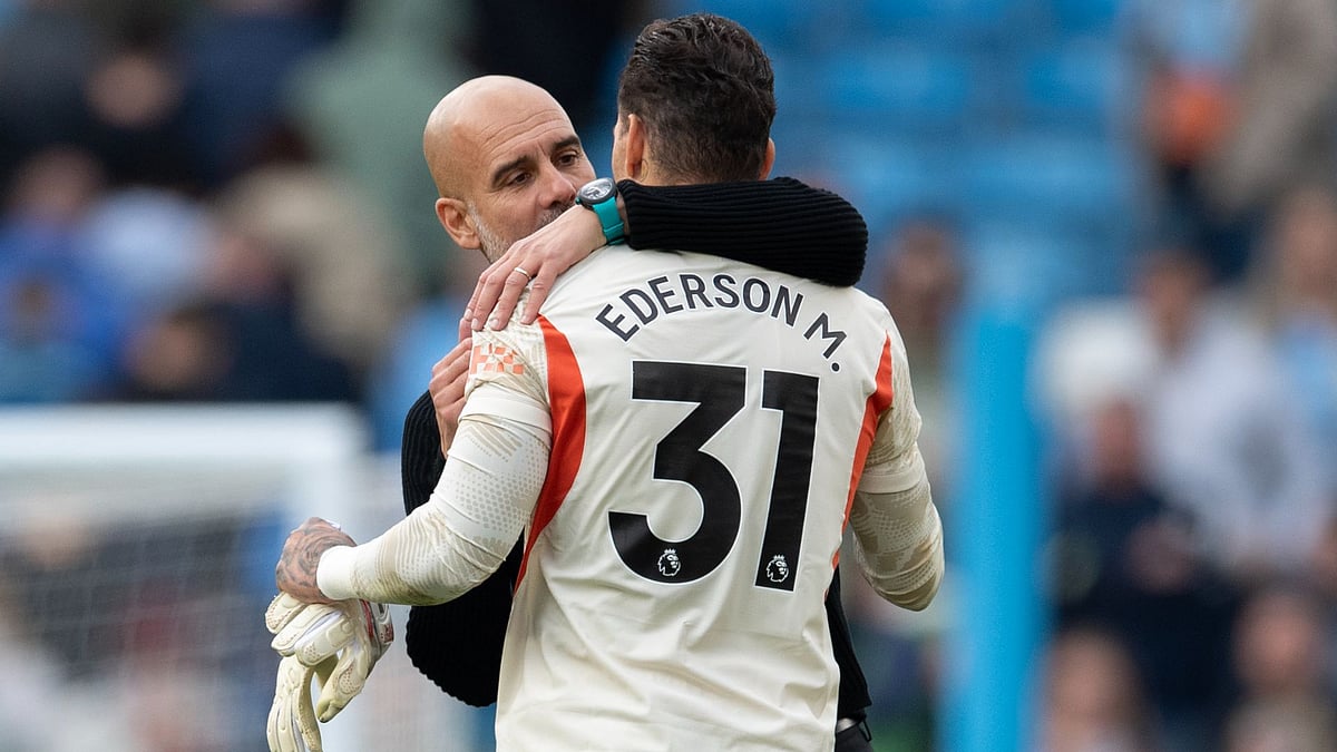 Ederson (right) thinks Man City are ready for when Guardiola leaves the club