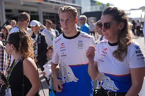 F1 US Grand Prix Auto Racing: RB driver Liam Lawson, of New Zealand, center, arrives for a sprint race