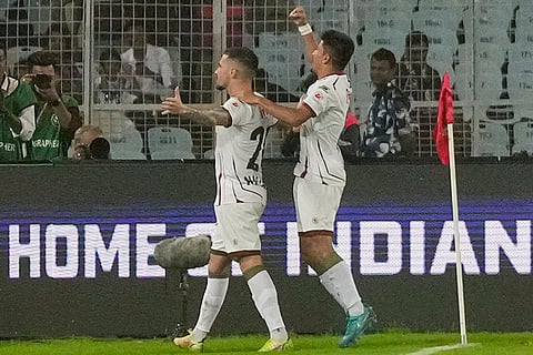 ISL 2024: Jamie Maclaren (29) of Mohun Bagan Super Giant celebrates after scoring a goal