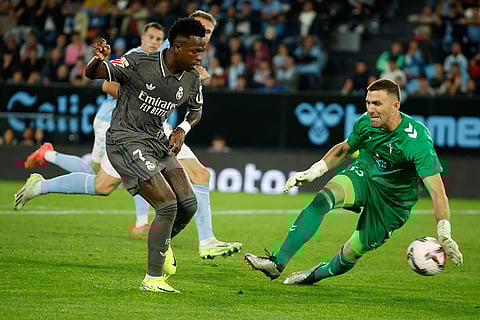 La liga 2024-25: Real Madrid's Vinicius Junior, scores his side's second goal