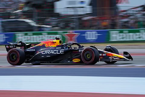 F1 US Grand Prix Auto Racing: Red Bull driver Max Verstappen steers into a turn