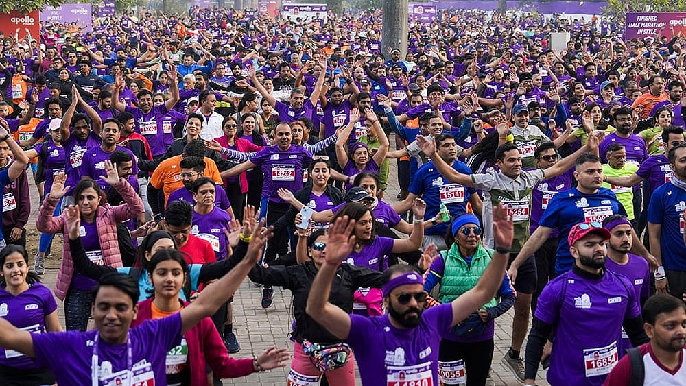 | Photo: PTI/ Shahbaz Khan : New Delhi Marathon 2024