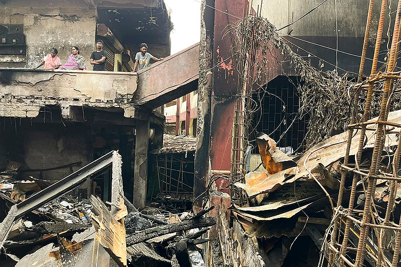 Remains after fire at Meghalayas Tura Bazar