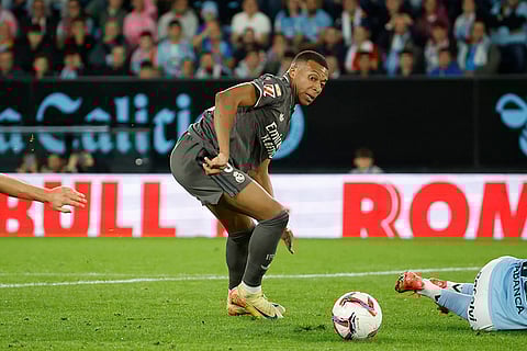 La liga 2024-25: Real Madrid's Kylian Mbappe controls the ball