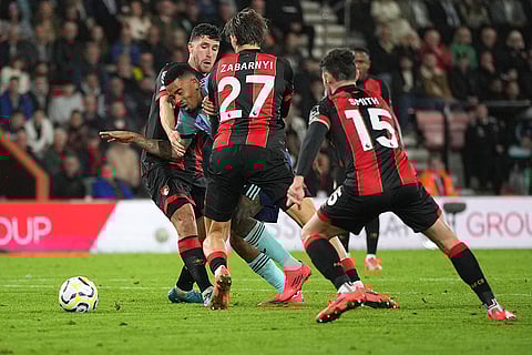 EPL 2024-25: Arsenal's Gabriel Jesus, second left, in action against Bournemouth