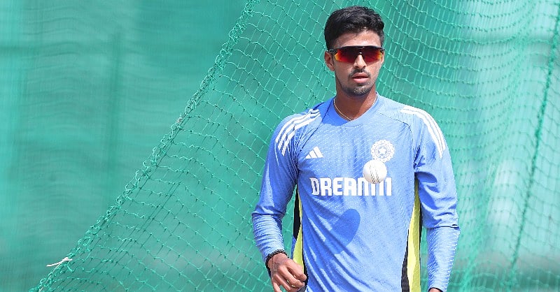 Indias off-spin bowling all-rounder Washington Sundar