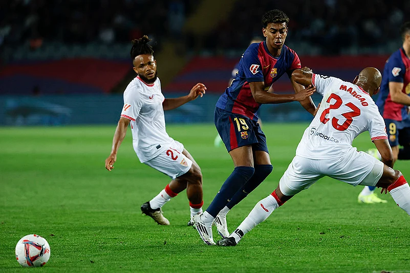 Spain Soccer La Liga 2024-25 Barcelona fc vs Sevilla photo gallery_Lamine Yamal