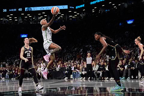 WNBA Finals: Minnesota Lynx guard Courtney Williams (10) goes up for a shot against the New York Liberty