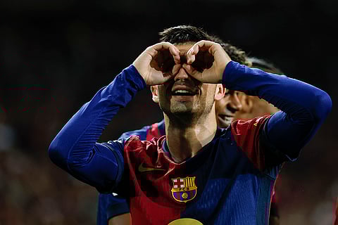 La Liga 2024-25: Barcelona's Pedri celebrates after scoring his side's second goal