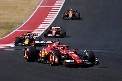 U.S. Grand Prix: Ferrari driver Charles Leclerc, of Monaco, steers into a turn