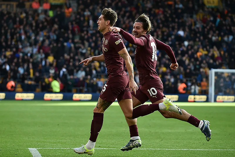 Britain Soccer Premeir League 2024-25 Wanderers and Manchester City photo gallery_Jack Grealish