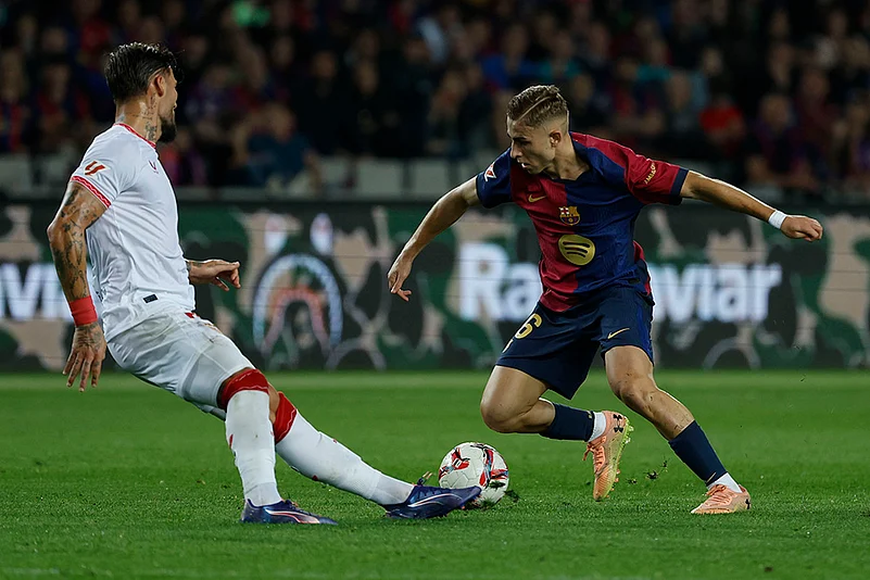 Spain Soccer La Liga 2024-25 Barcelona fc vs Sevilla photo gallery_Fermin Lopez