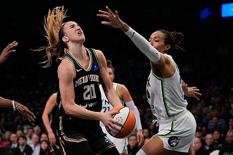 WNBA Finals: New York Liberty guard Sabrina Ionescu (20) goes up for a shot
