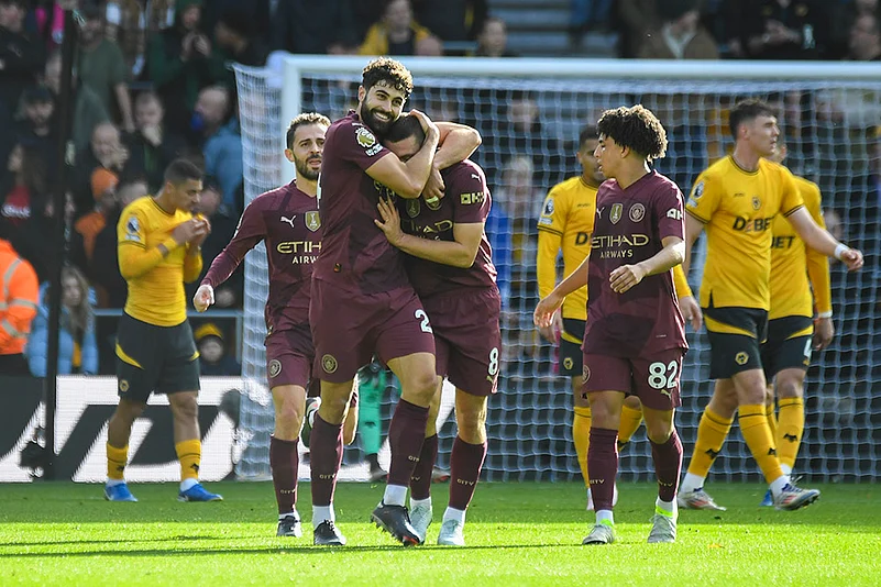 Britain Soccer Premeir League 2024-25 Wanderers and Manchester City photo gallery_ Josko Gvardio