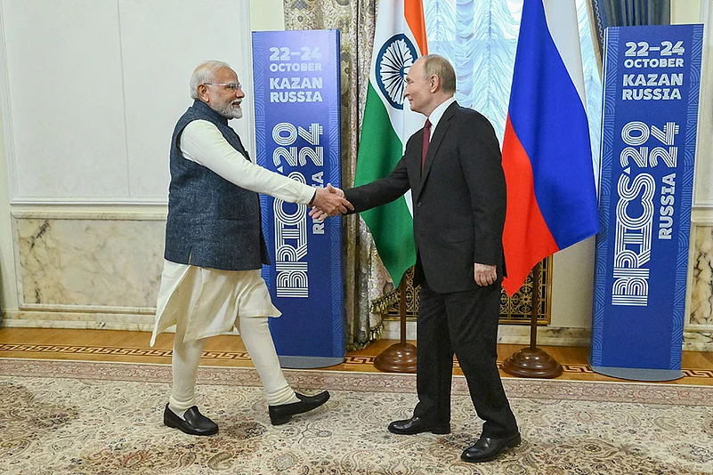 Narendra Modi with Vladimir Putin