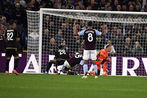 Champions League 2024-25: Aston Villa's Jhon Duran, center, scores his sides second goal