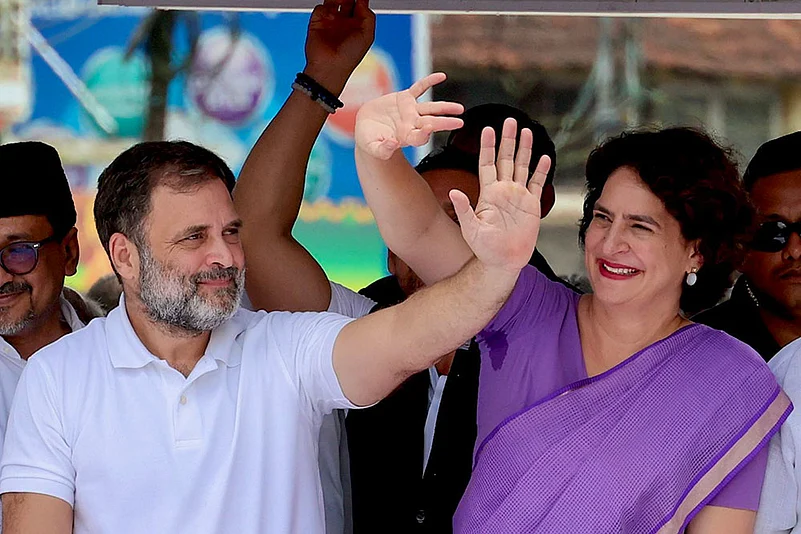 Rahul Gandhi with Priyanka Gandhi Vadra