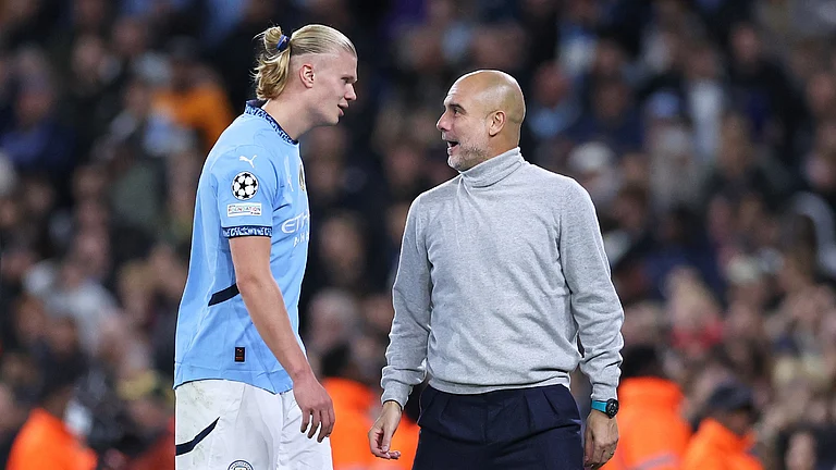 Erling Haaland stunned Pep Guardiola with his latest effort. - null
