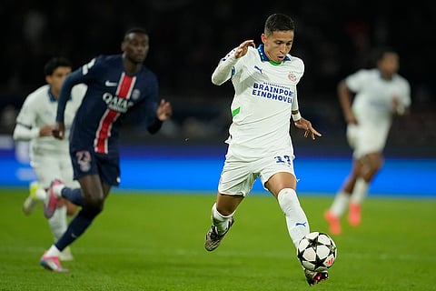 Champions League 2024-25: PSV's Mauro Junior runs with the ball