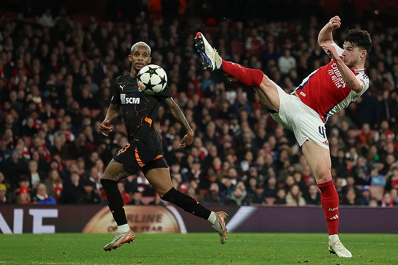 2024-25 UEFA Champions League soccer Arsenal vs Shakhtar Donetsk Photo gallery_Declan Rice