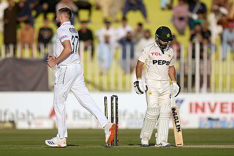 Pakistan vs England 3rd Test: England's Gus Atkinson celebrates after taking Pakistan's Kamran Ghulam's wicket