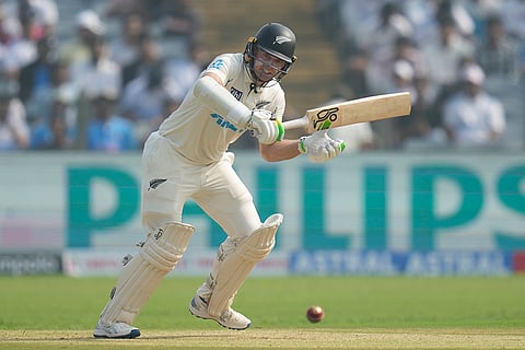 India Vs New Zealand 2nd Test: New Zealand's captain Tom Latham plays a shot during the day one