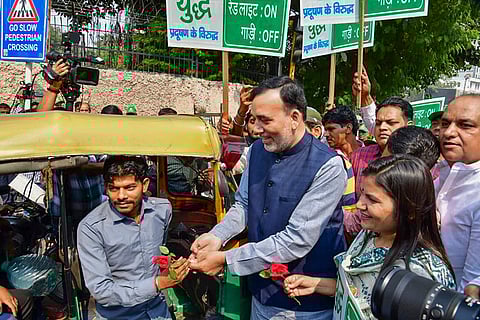 Delhi Environment Minister Gopal Rai during the launch of 'Red Light On, Gaadi Off campaign