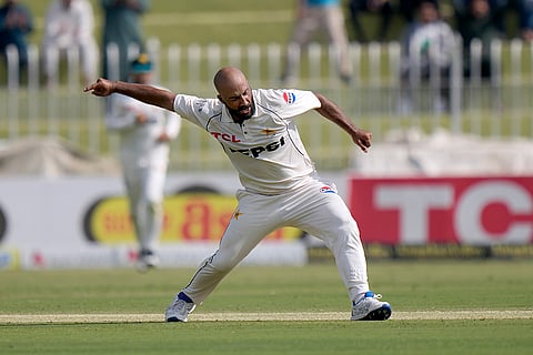 Pakistan vs England 3rd Test: Pakistan's Sajid Khan celebrates after taking the wicket of England's Joe Root